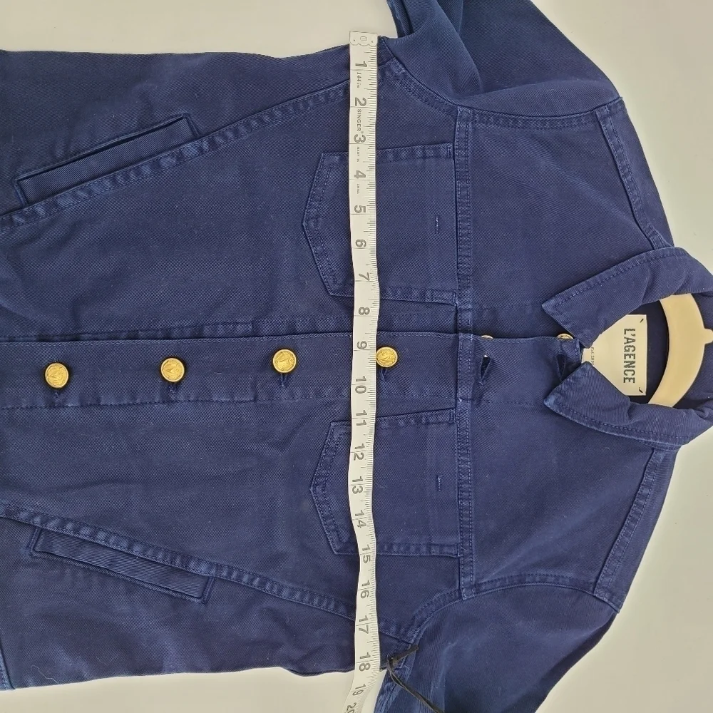 L’agence | Celine Slim Jacket In Marine Ocean Blue denim size small Petit - Picture 6 of 12